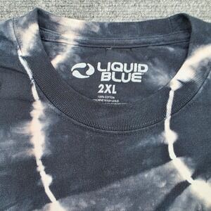 Liquid Blue Mens 2XL Tie Dye‎ T Shirt Black White Spiral Short Sleeve